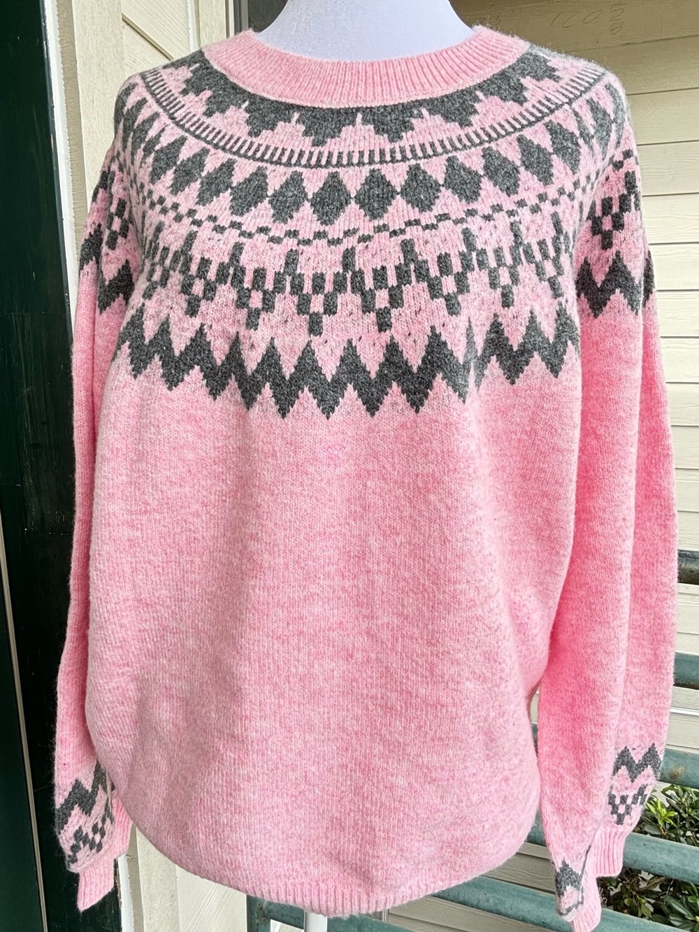 Soft Pink Fair Isle Crewneck Sweater-New with tags